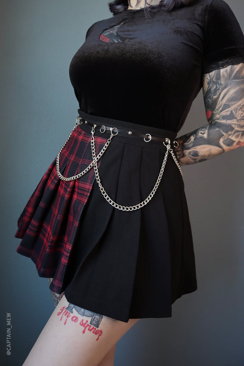 Women&#39;s Tartan Pleated Chain Skirt