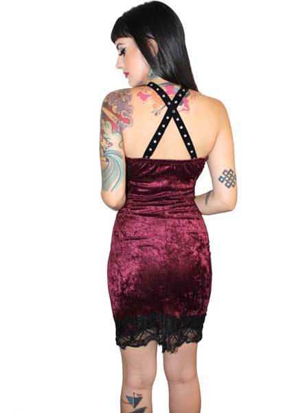 Women&#39;s Wine Velvet Temptress Harness Dress