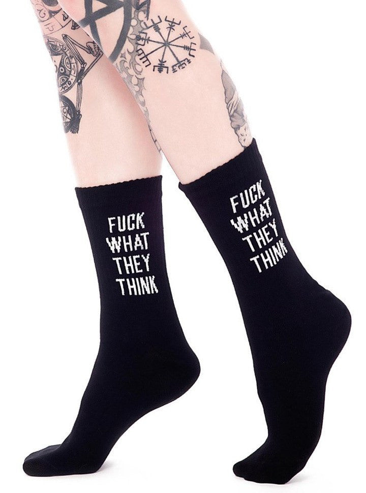 &quot;Up Yours&quot; Ankle Socks by Killstar (Black) - www.inkedshop.com