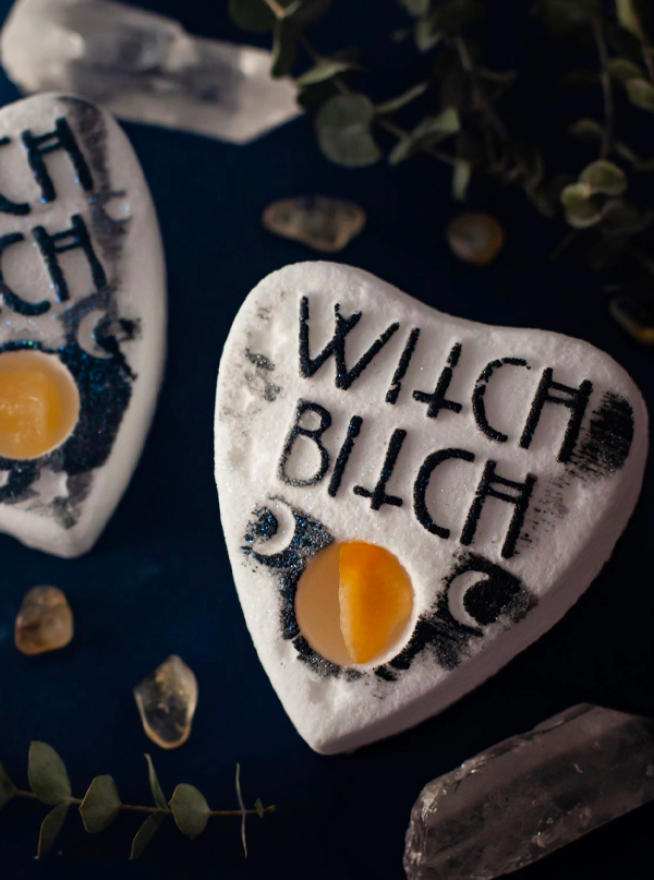 Witch B*tch Bath Bath Bomb with Tumbled Citrine Crystal