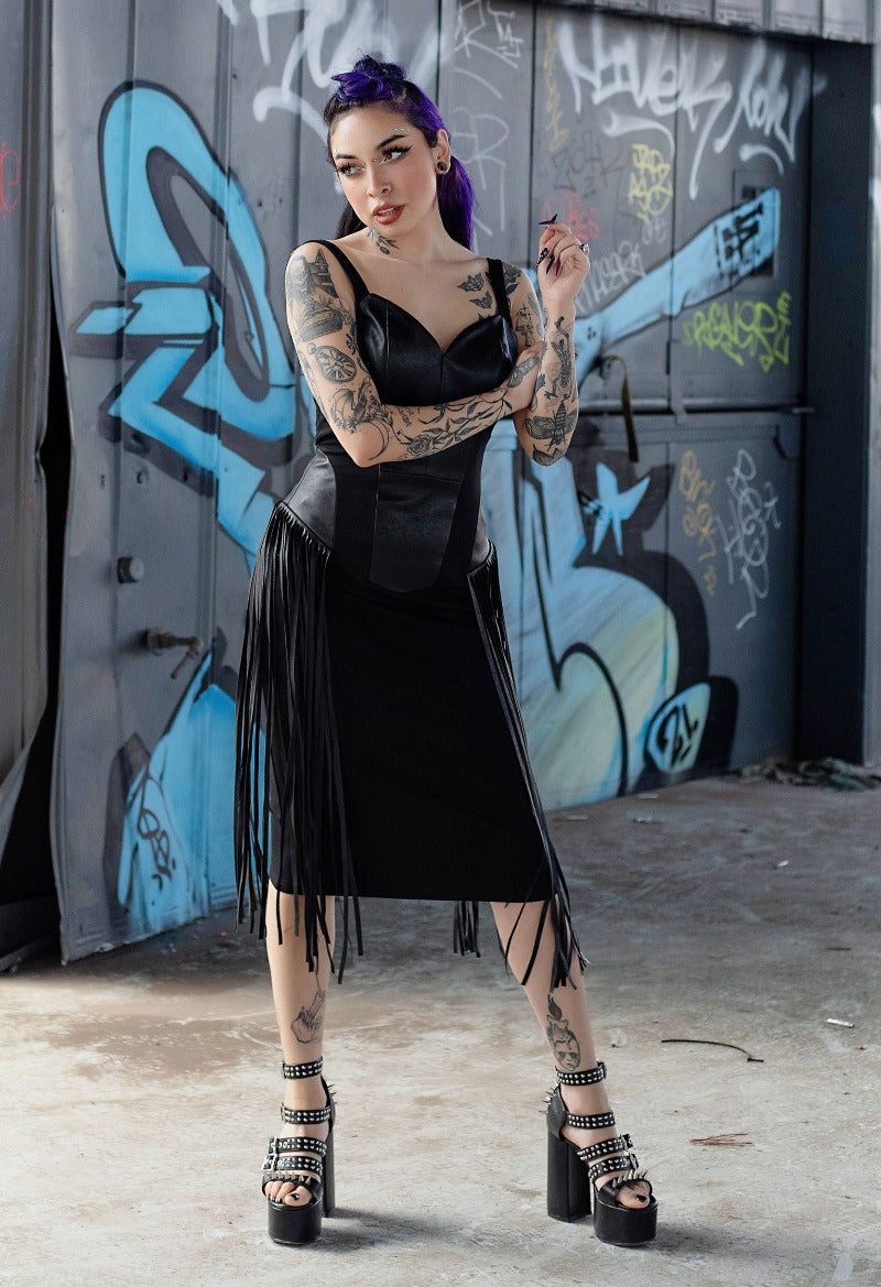 Women&#39;s Miranda Mae Faux-Leather Fringe Dress