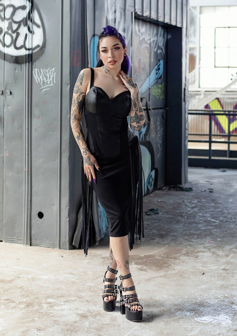 Women&#39;s Miranda Mae Faux-Leather Fringe Dress