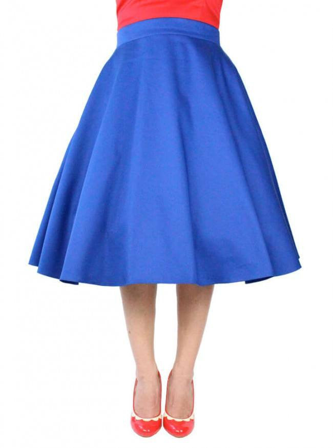 Women&#39;s &quot;Audrey Hepburn&quot; Full Circle Skirt by Hemet (Blue) - www.inkedshop.com