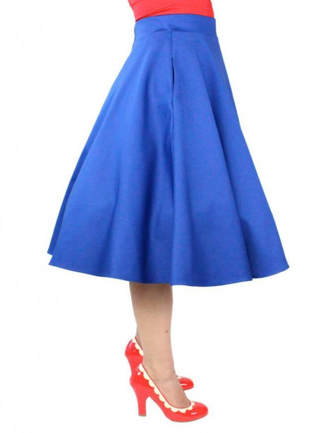 Women&#39;s &quot;Audrey Hepburn&quot; Full Circle Skirt by Hemet (Blue) - www.inkedshop.com
