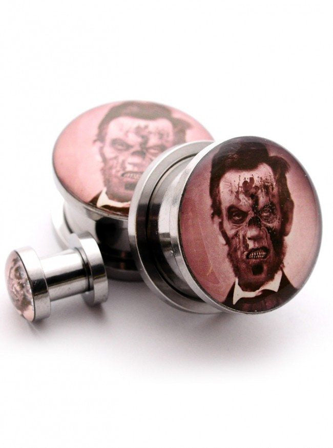 Zombie Abe Lincoln Plugs by Mystic Metals - www.inkedshop.com