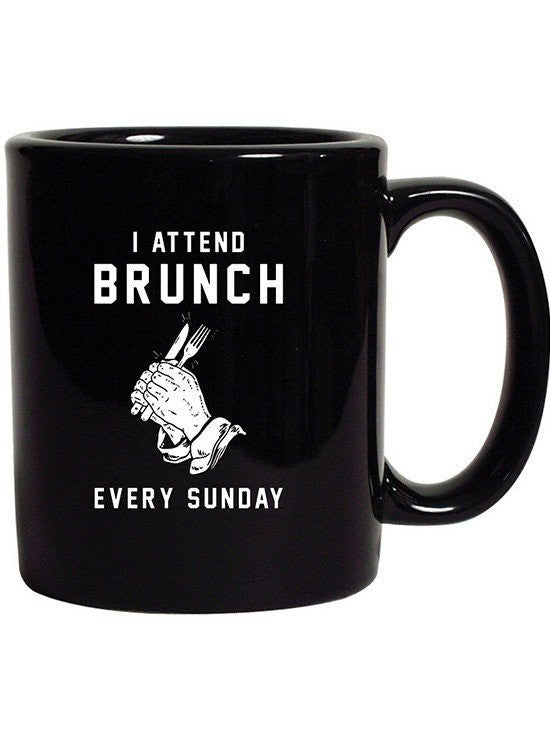 &quot;I Attend Brunch Every Sunday&quot; Mug by Pyknic (Black) - www.inkedshop.com