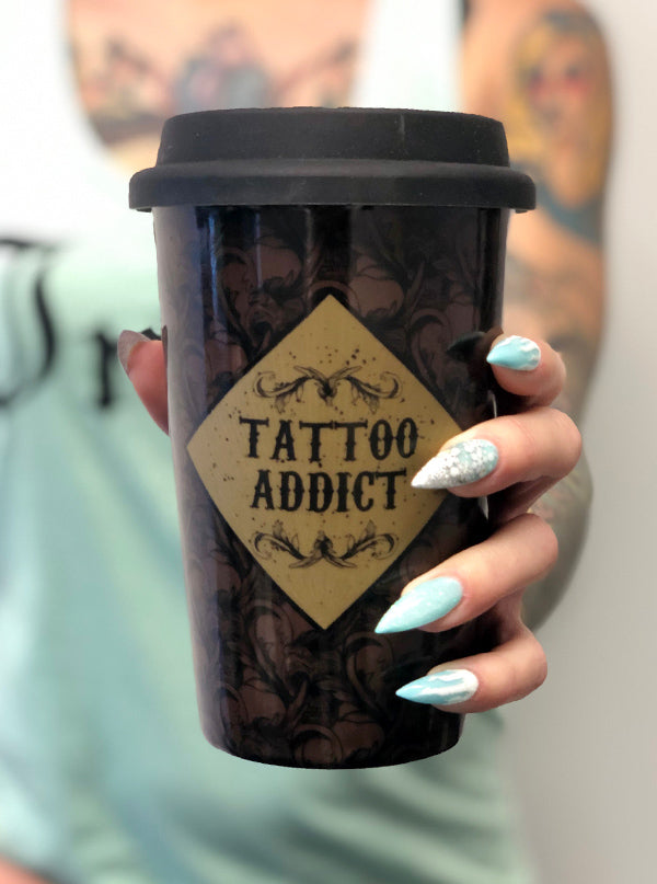 Tattoo Addict Travel Mug (Brown)