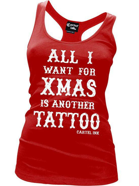 Women&#39;s &quot;All I Want For Xmas&quot; Racerback Tank by Cartel Ink (Red) - www.inkedshop.com