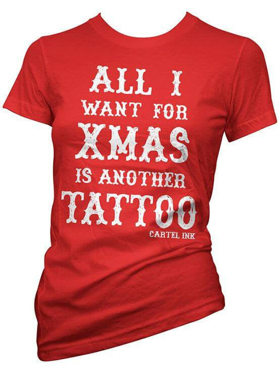 Women&#39;s &quot;All I Want For Xmas&quot; Tee by Cartel Ink (Red) - www.inkedshop.com