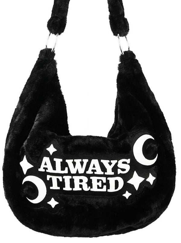 Always Tired Hobo Bag (Black Fur)