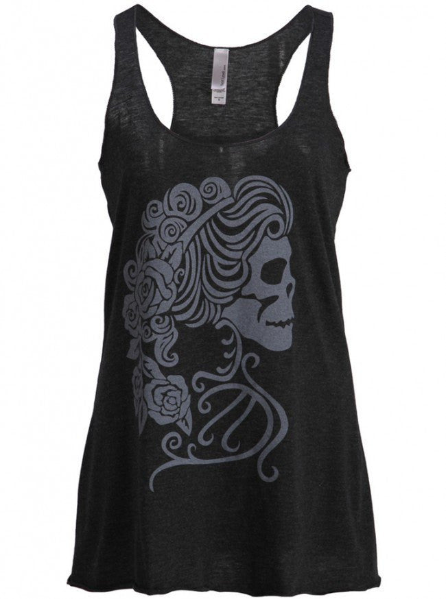 Women&#39;s &quot;Love Me Forever&quot; Skull Cameo Tank by Pretty Attitude Clothing (Black) - www.inkedshop.com