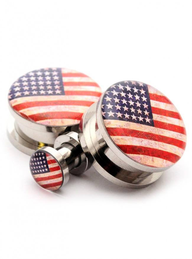 American Flag Picture Plugs by Mystic Metals - www.inkedshop.com