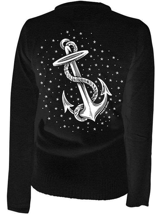 Women&#39;s &quot;Anchors Aweigh&quot; Cardigan by Pinky Star (Black) - www.inkedshop.com