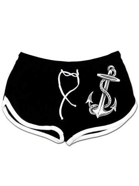 Women&#39;s &quot;Anchors Aweigh&quot; Shorts by Pinky Star (Black) - www.inkedshop.com