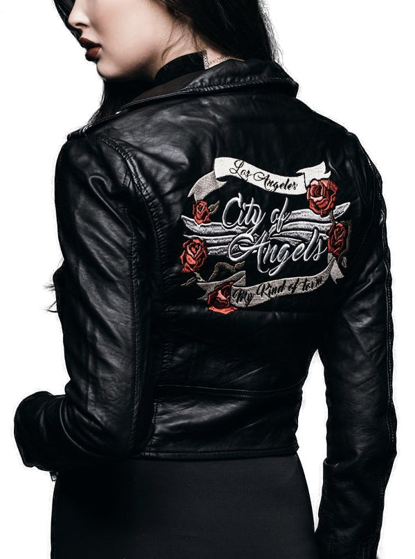 Women&#39;s City of Angels Faux Leather Moto Jacket