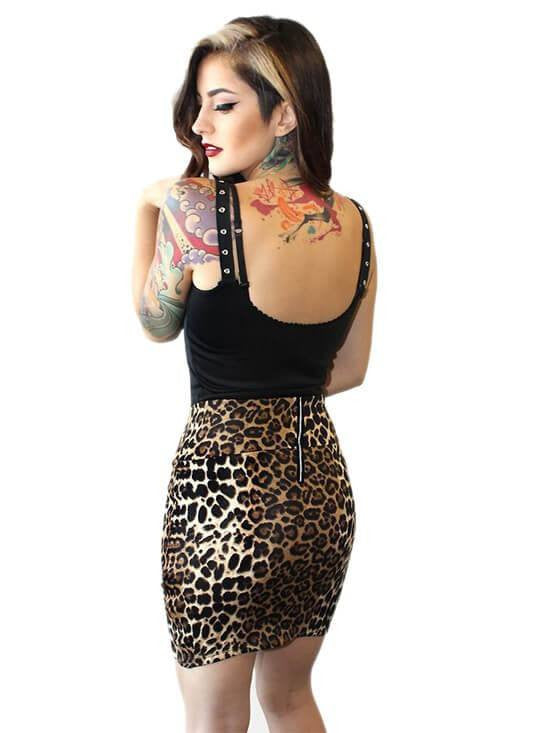 Women&#39;s &quot;Bad Kitty&quot; Waist Slimming Skirt by Demi Loon (Leopard) - www.inkedshop.com