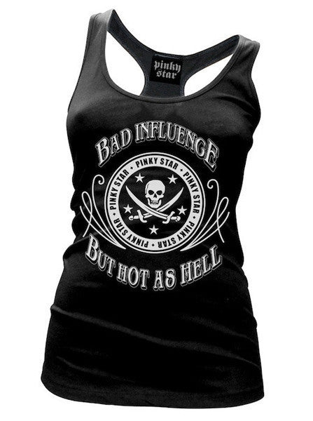 Women&#39;s &quot;Bad Influence But Hot As Hell&quot; Tank by Pinky Star (Black) - www.inkedshop.com