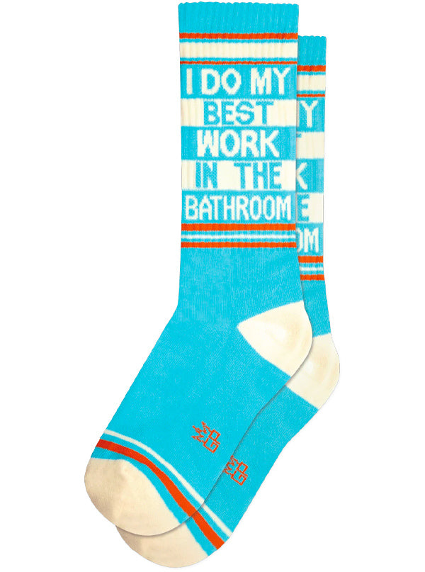 I Do My Best Work In The Bathroom Ribbed Gym Socks