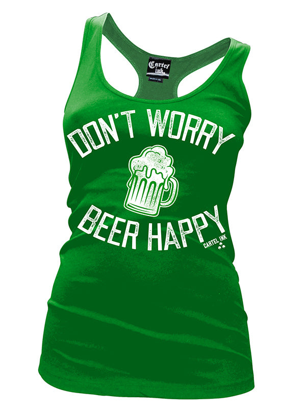 Women&#39;s Don&#39;t Worry Beer Happy Racerback Tank