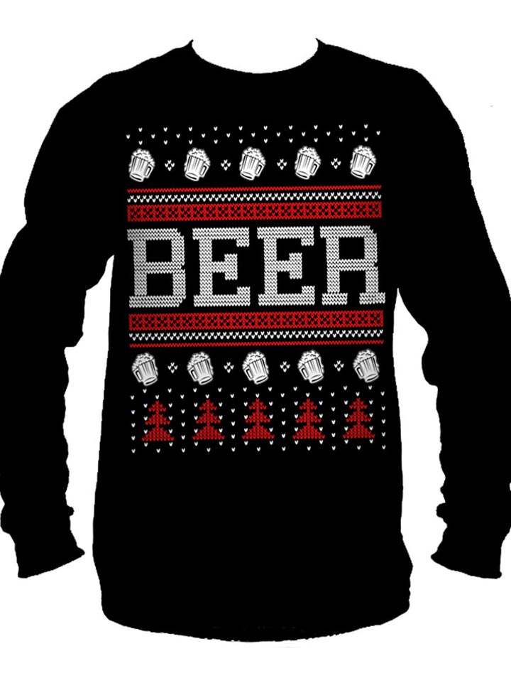 Men&#39;s Beer Ugly Christmas Sweater Long Sleeve Tee
