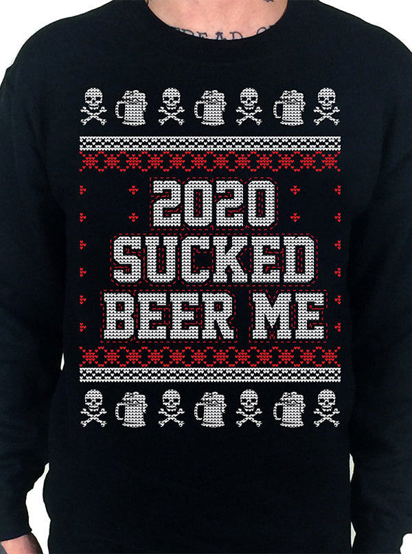 Men&#39;s 2020 Sucked, Beer Me Ugly Christmas Crewneck Sweatshirt