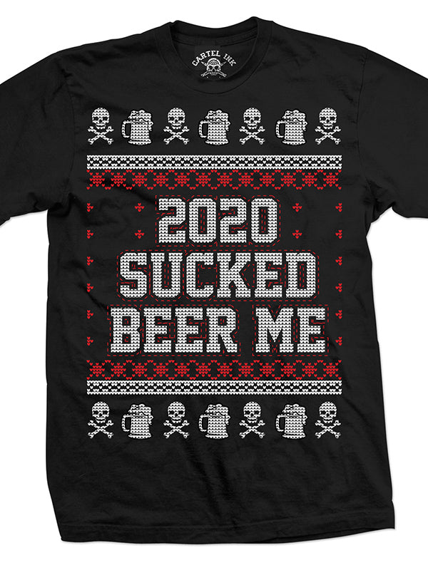 Men&#39;s 2020 Sucked, Beer Me Ugly Christmas Sweater Tee