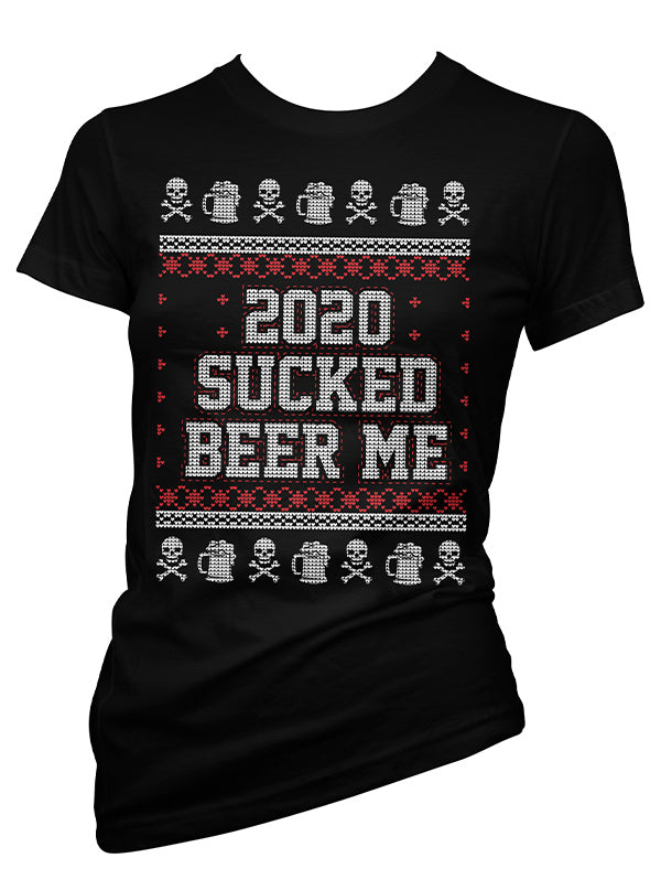 Women&#39;s 2020 Sucked, Beer Me Ugly Christmas Sweater Tee