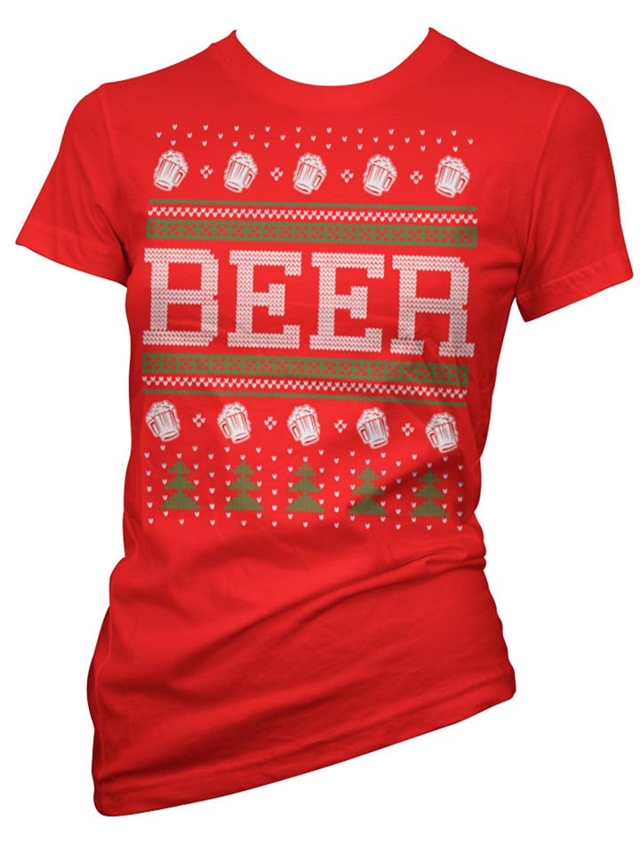 Women&#39;s Beer Ugly Christmas Sweater Tee