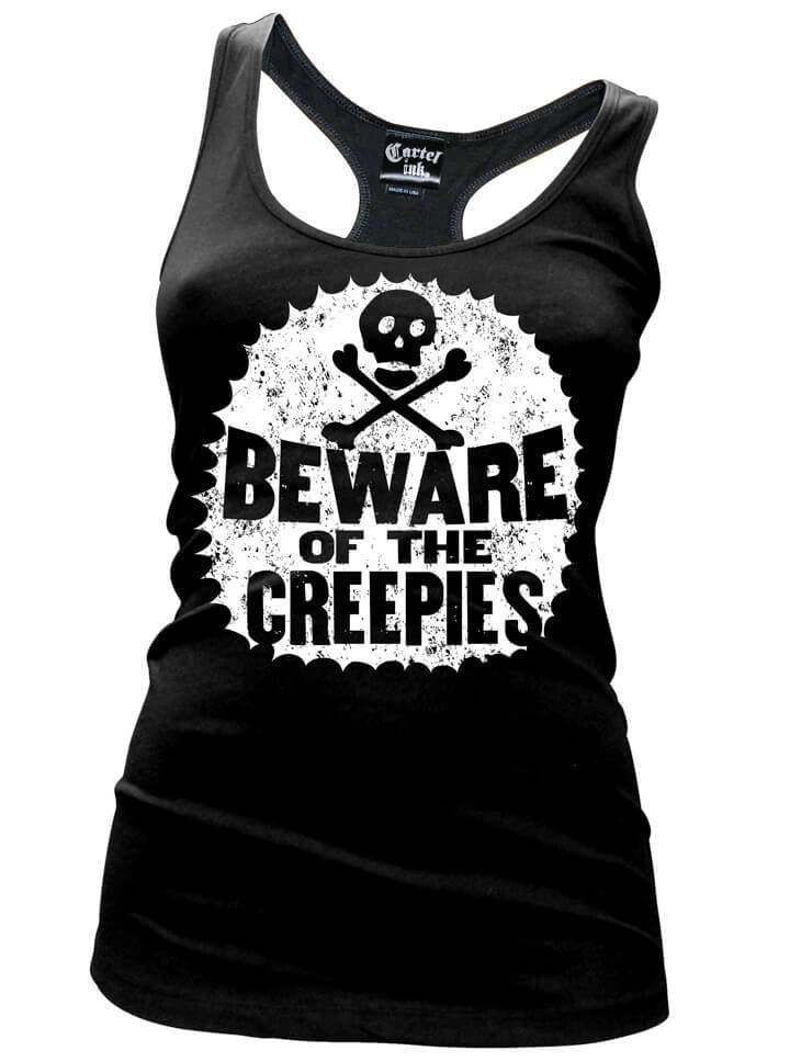 Women&#39;s &quot;Beware of the Creepies&quot; Racerback Tank by Cartel Ink (Black) - www.inkedshop.com