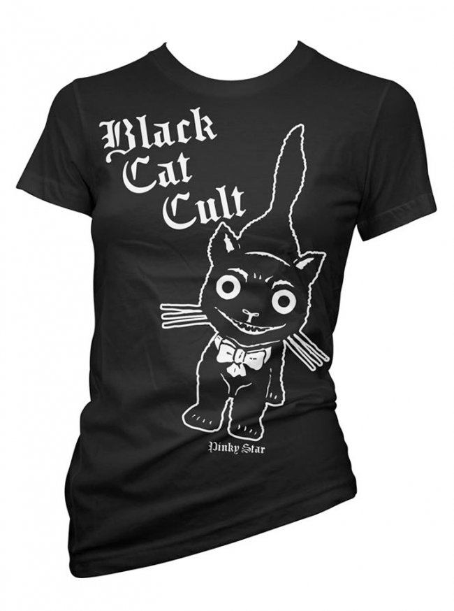Women&#39;s &quot;Black Cat Cult&quot; Tee by Pinky Star (Black) - www.inkedshop.com