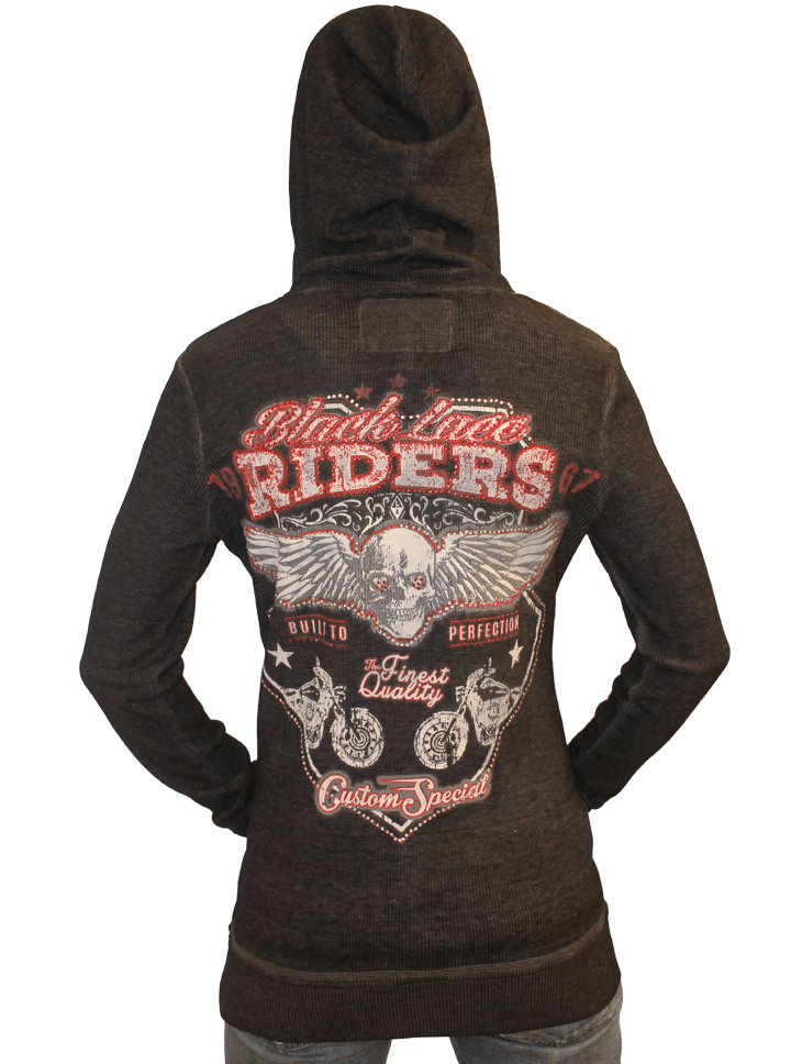 Women&#39;s &quot;Lace Rider&quot; Zip Up Hoodie by Lethal Angel (Black) - www.inkedshop.com