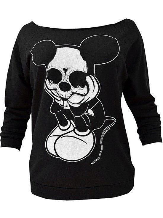 Women&#39;s &quot;Sad Mouse&quot; Oversized Sweatshirt by Black Market Art (Black) - InkedShop - 1