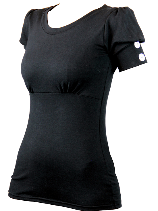 Women&#39;s &quot;Puff Sleeve&quot; Cuff Top by Pinky Pinups (Black) - www.inkedshop.com