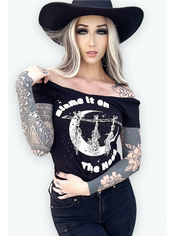 Women&#39;s Blame it on the Moon Cut Out Witchy Tee
