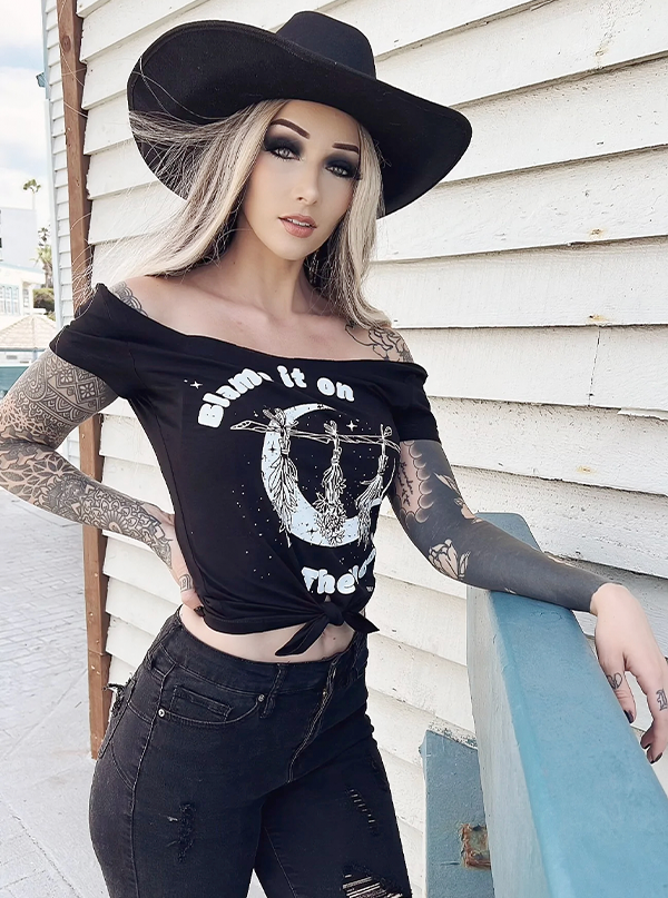 Women&#39;s Blame it on the Moon Cut Out Witchy Tee