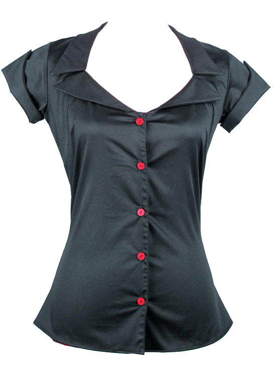 Women&#39;s &quot;Tailor&quot; Button Up Shirt by Pinky Pinups (Black) - www.inkedshop.com