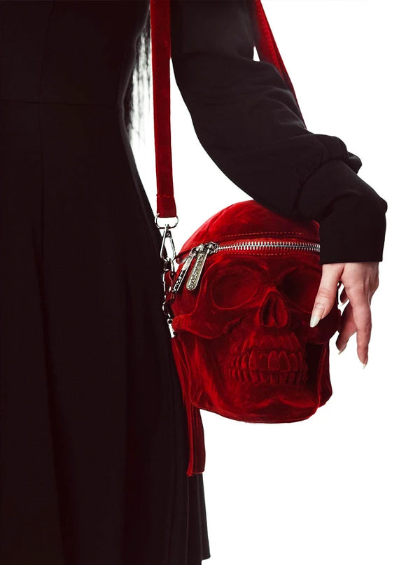 Grave Digger Skull Velvet Handbag