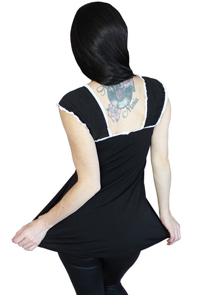 Women&#39;s &quot;Jolie Babydoll Pinup&quot; Bow Top by Demi Loon (Black) - www.inkedshop.com
