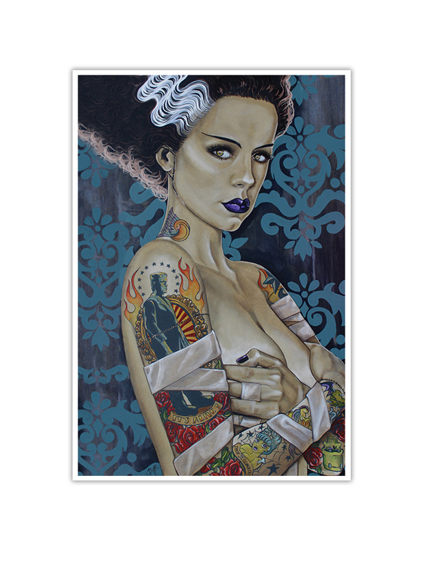 Bride Ink Canvas Giclee by Mike Bell