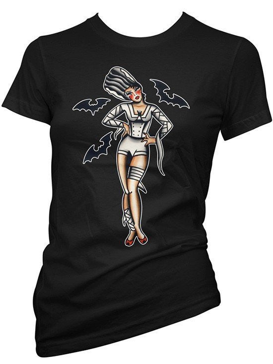 Women&#39;s &quot;The Bride Pin Up&quot; Tee by Pinky Star (Black) - www.inkedshop.com