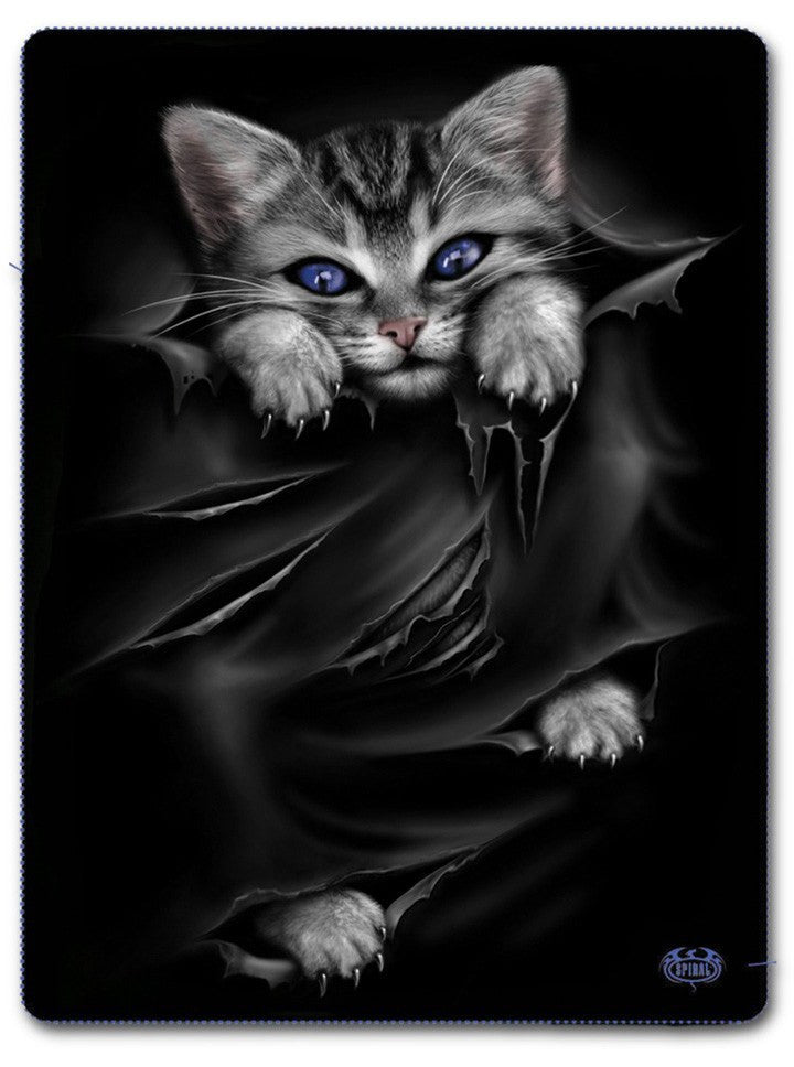 &quot;Bright Eyes&quot; Fleece Blanket by Spiral USA (Black) - www.inkedshop.com