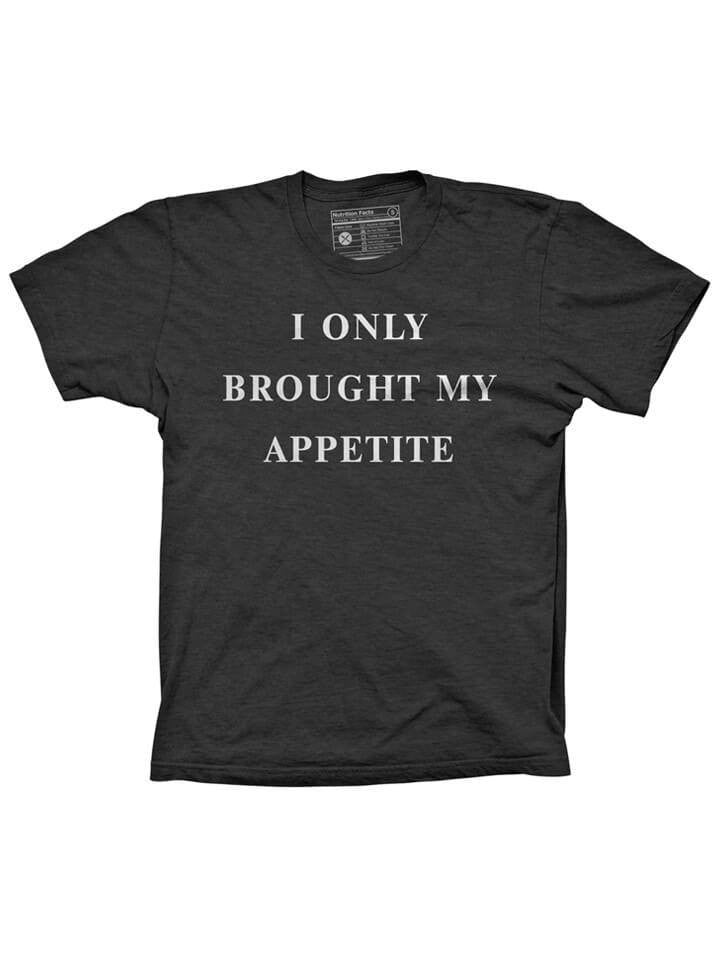 Men&#39;s &quot;I Only Brought My Appetite&quot; Tee by Pyknic (Heather Black) - www.inkedshop.com