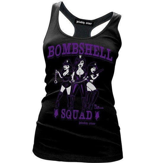 Women&#39;s &quot;Bombshell Squad&quot; Racerback Tank by Pinky Star (Black) - InkedShop - 1