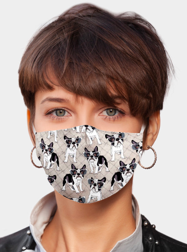 Bulldog Print Face Mask