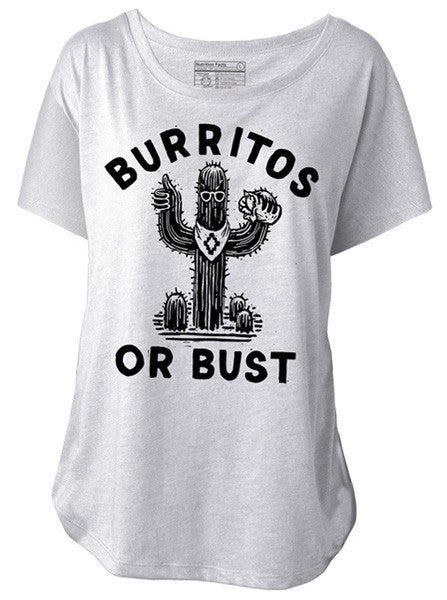 Women&#39;s &quot;Burritos Or Bust&quot; Dolman Tee by Pyknic (White) - www.inkedshop.com