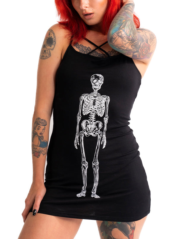 Women&#39;s Skeleton Caged Cami Tank Dress