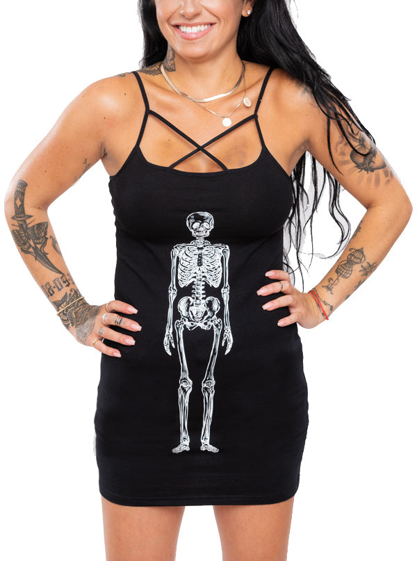 Women&#39;s Skeleton Caged Cami Tank Dress