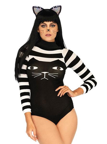 Women&#39;s Striped Cat Bodysuit