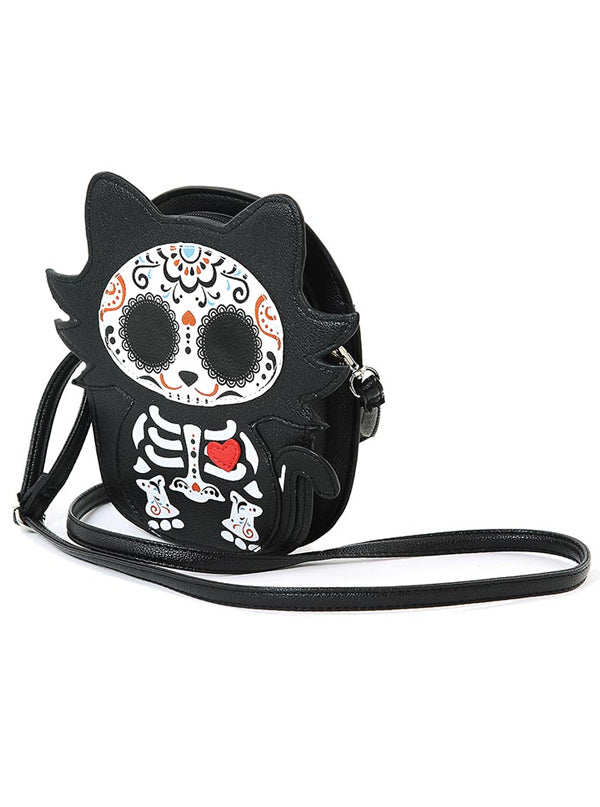 Tattooed Skeleton Cat with A Heart Shoulder Crossbody Bag