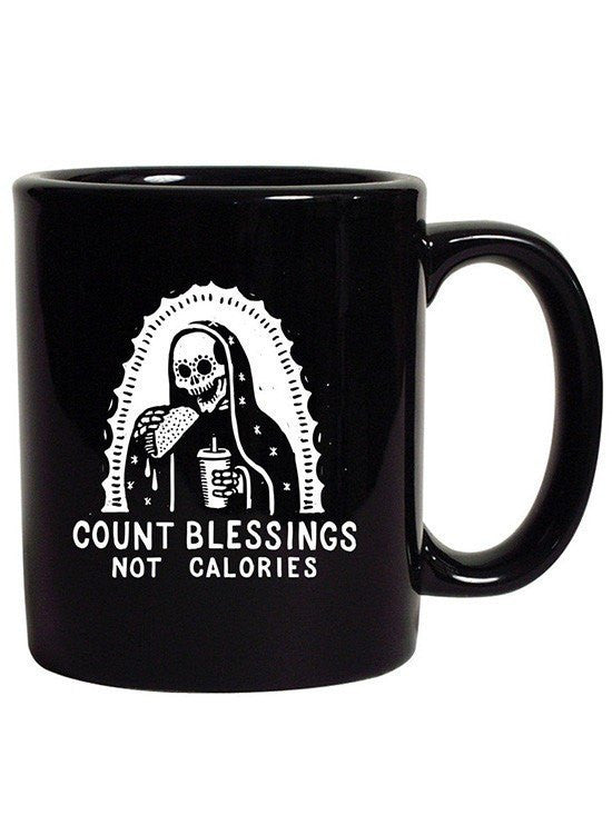 &quot;Count Blessings Not Calories&quot; Mug by Pyknic (Black) - www.inkedshop.com